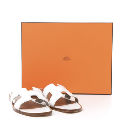 Hermes Box Calfskin Oran Sandals 37 White 8 of 8