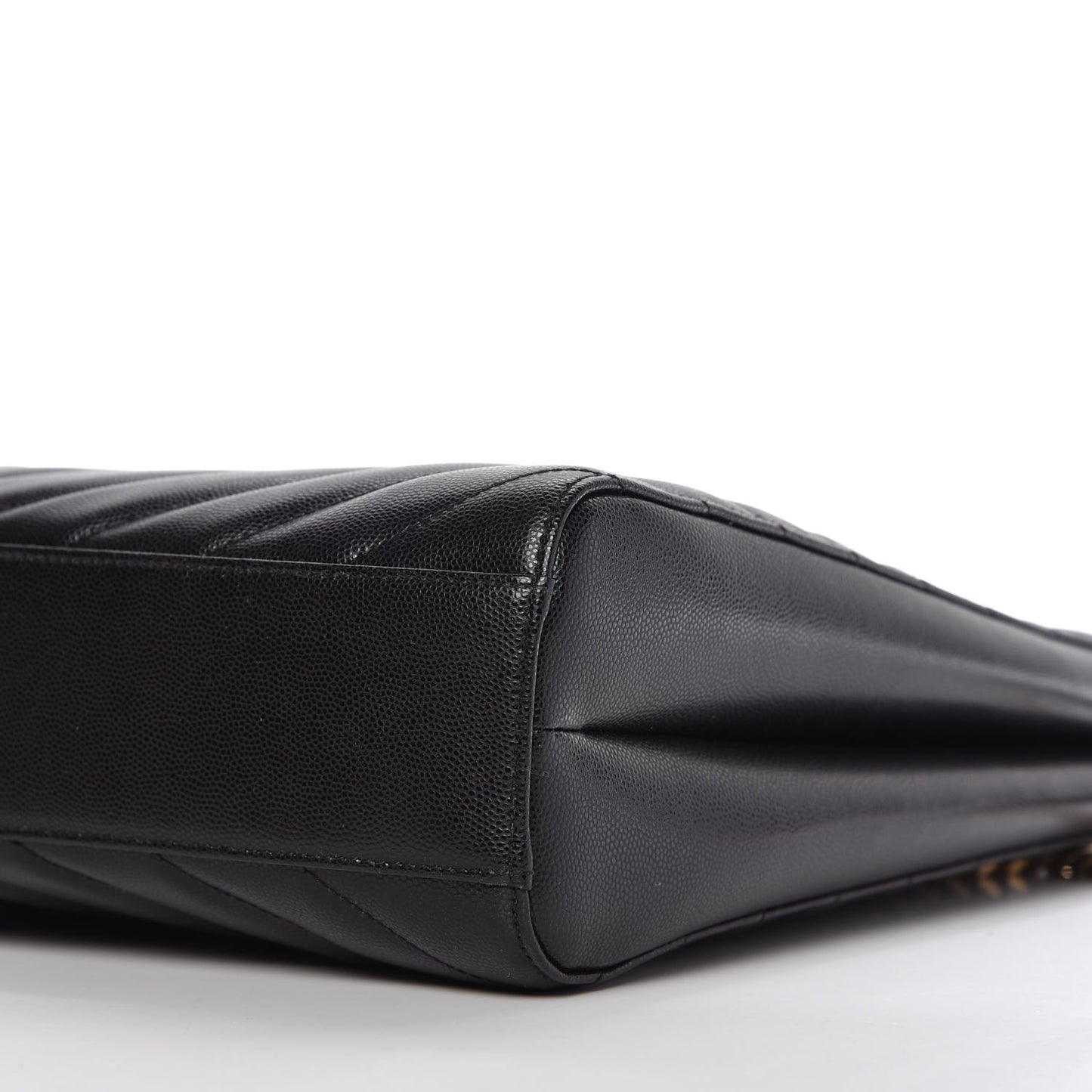 Grain De Poudre Matelasse Chevron Medium Tribeca Shopping Bag Black