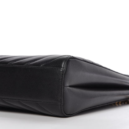 Saint Laurent Grain De Poudre Matelasse Chevron Medium Tribeca Shopping Bag Black 8 of 11