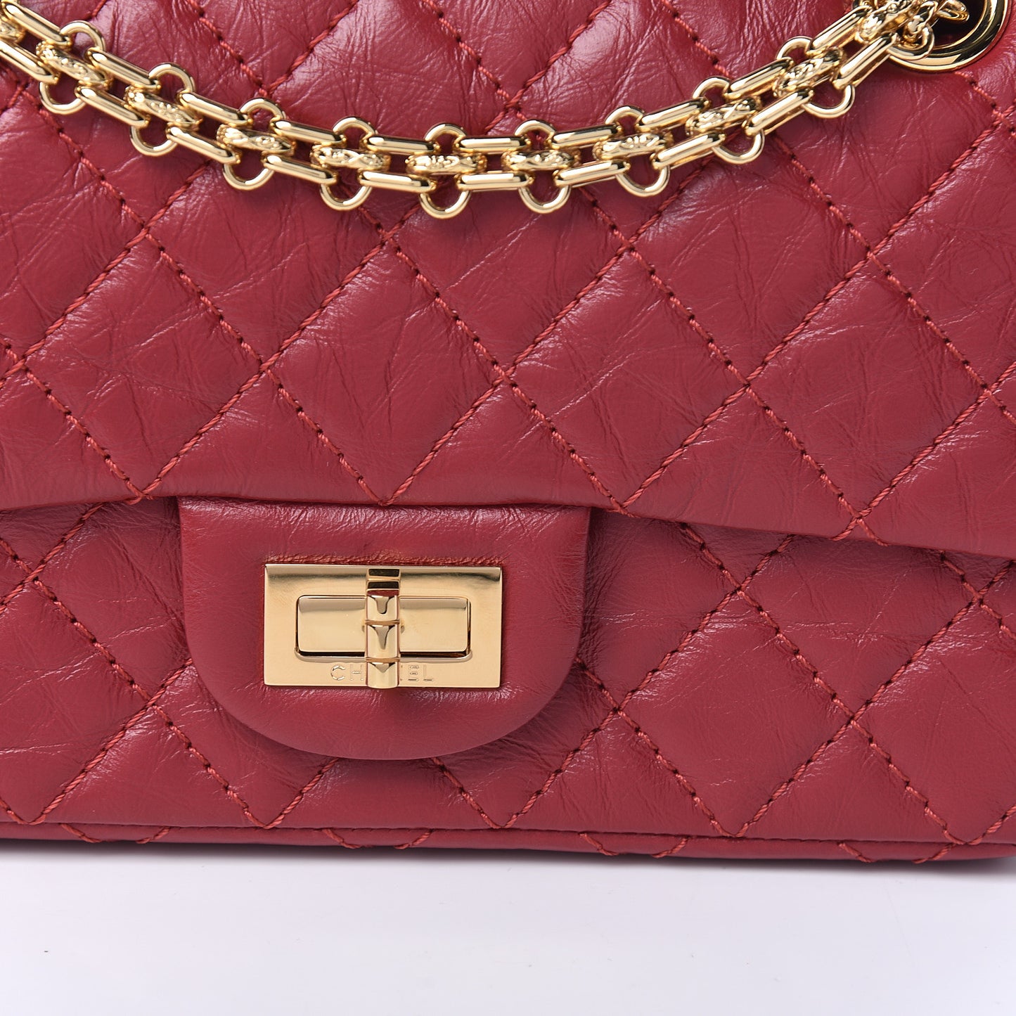 Aged Calfskin Quilted 2.55 Reissue Mini Flap Red