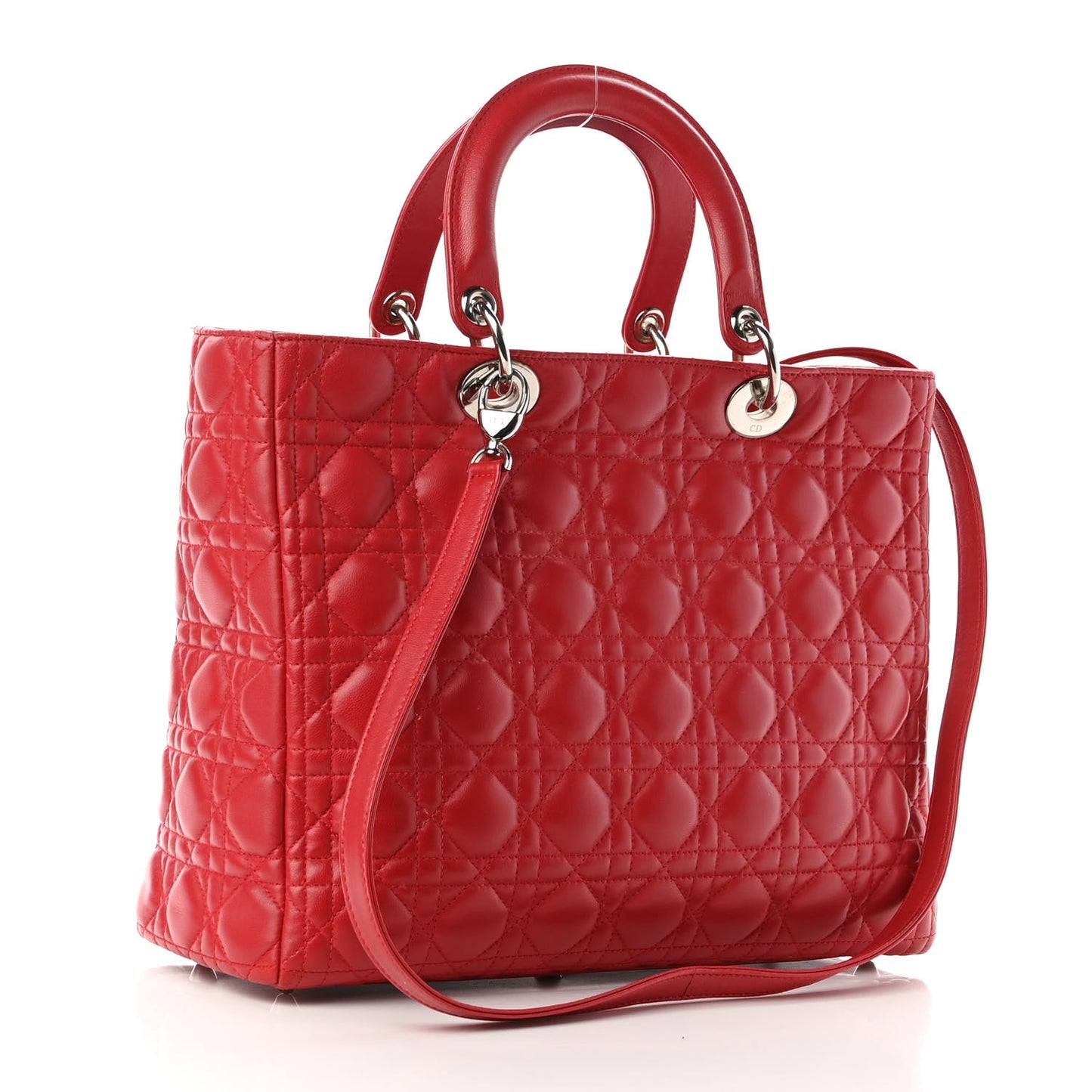 Lambskin Cannage Large Lady Dior Red