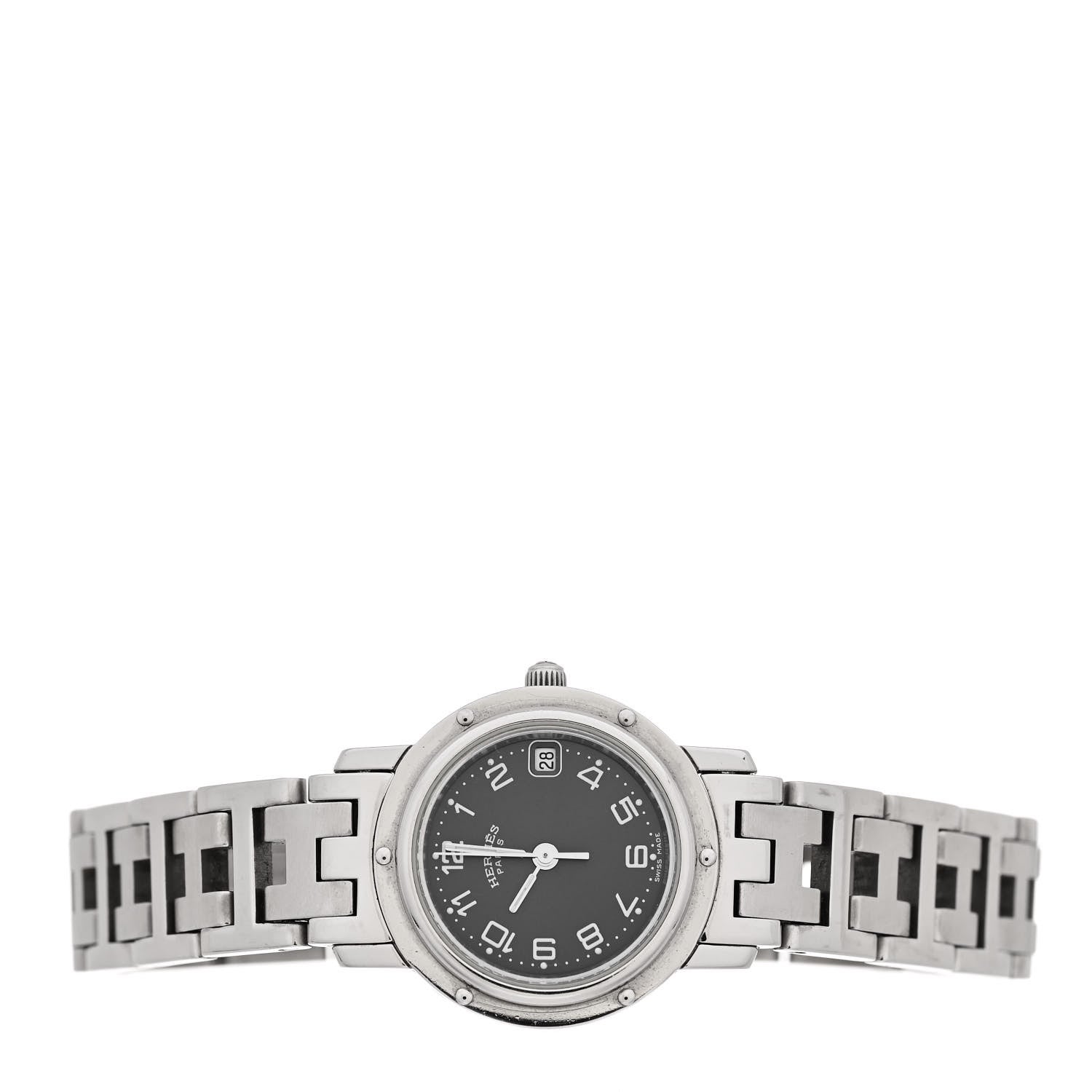 Hermes Stainless Steel 24mm Clipper Quartz Watch Black 2 of 5