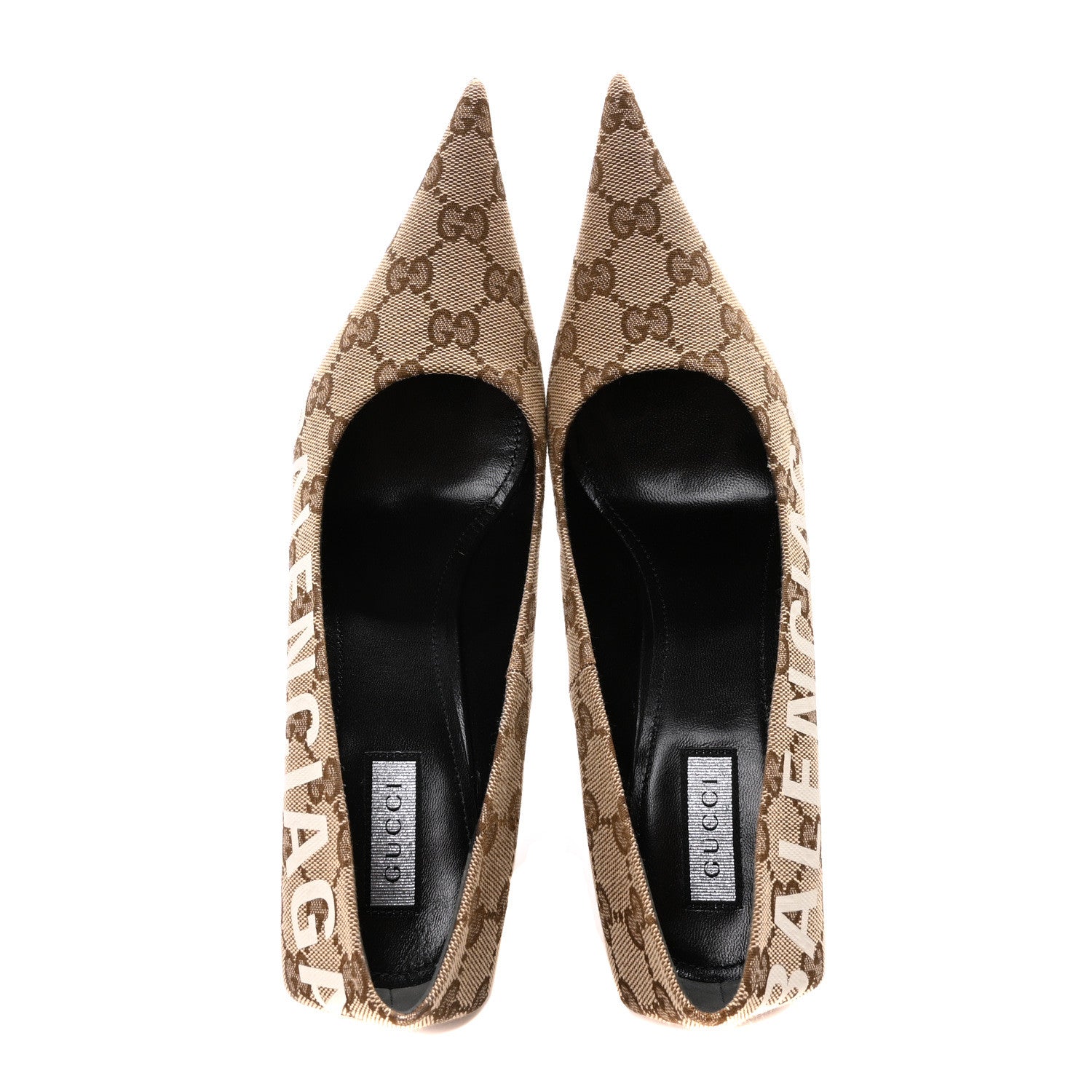 Balenciaga X GUCCI GG Monogram Square Knife 80mm Pumps 36.5 Beige Ebony 2 of 9