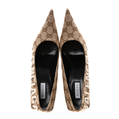 Balenciaga X GUCCI GG Monogram Square Knife 80mm Pumps 36.5 Beige Ebony 2 of 9