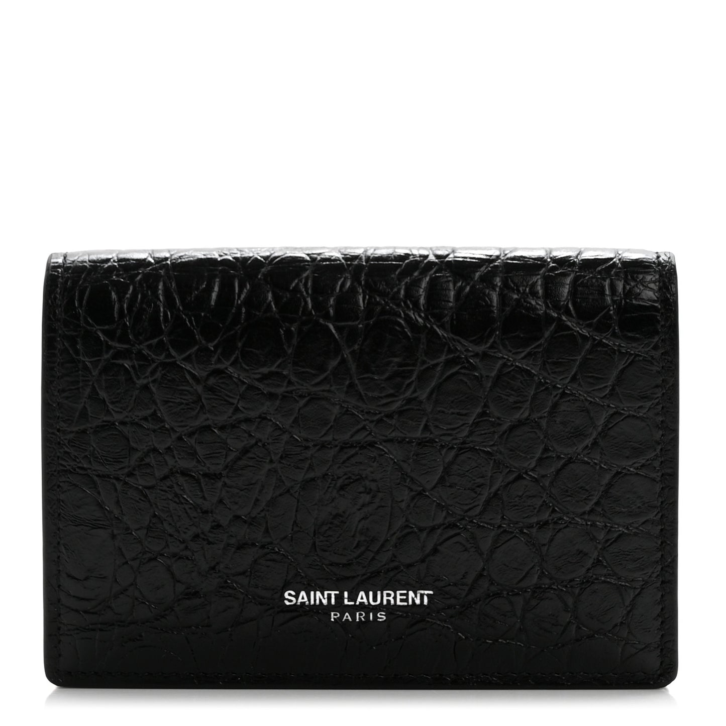 Calfskin Crocodile Embossed Business Card Case Black