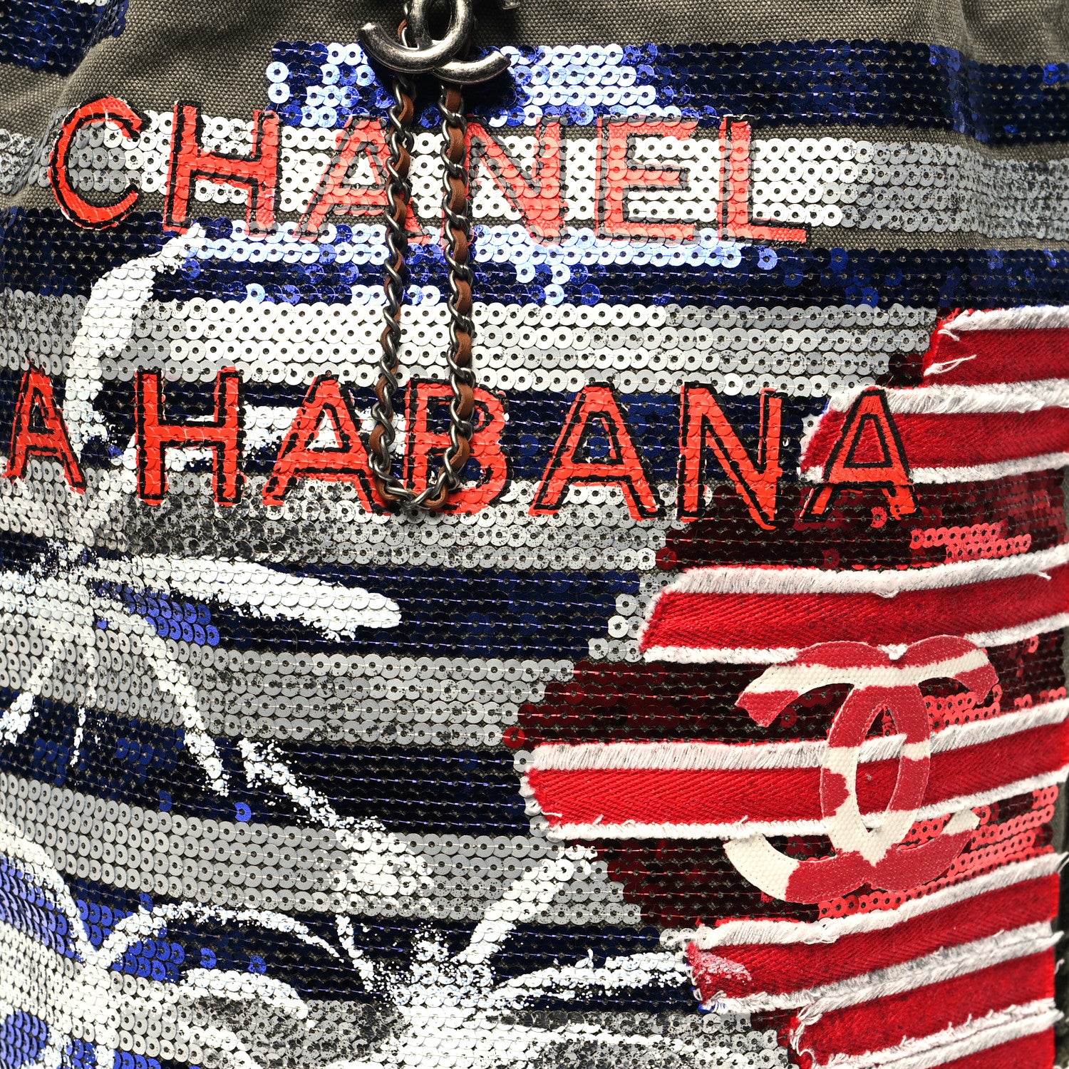 Chanel Canvas Sequins Cubano Trip Backpack Khaki 8 of 10