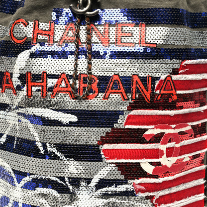 Chanel Canvas Sequins Cubano Trip Backpack Khaki 8 of 10