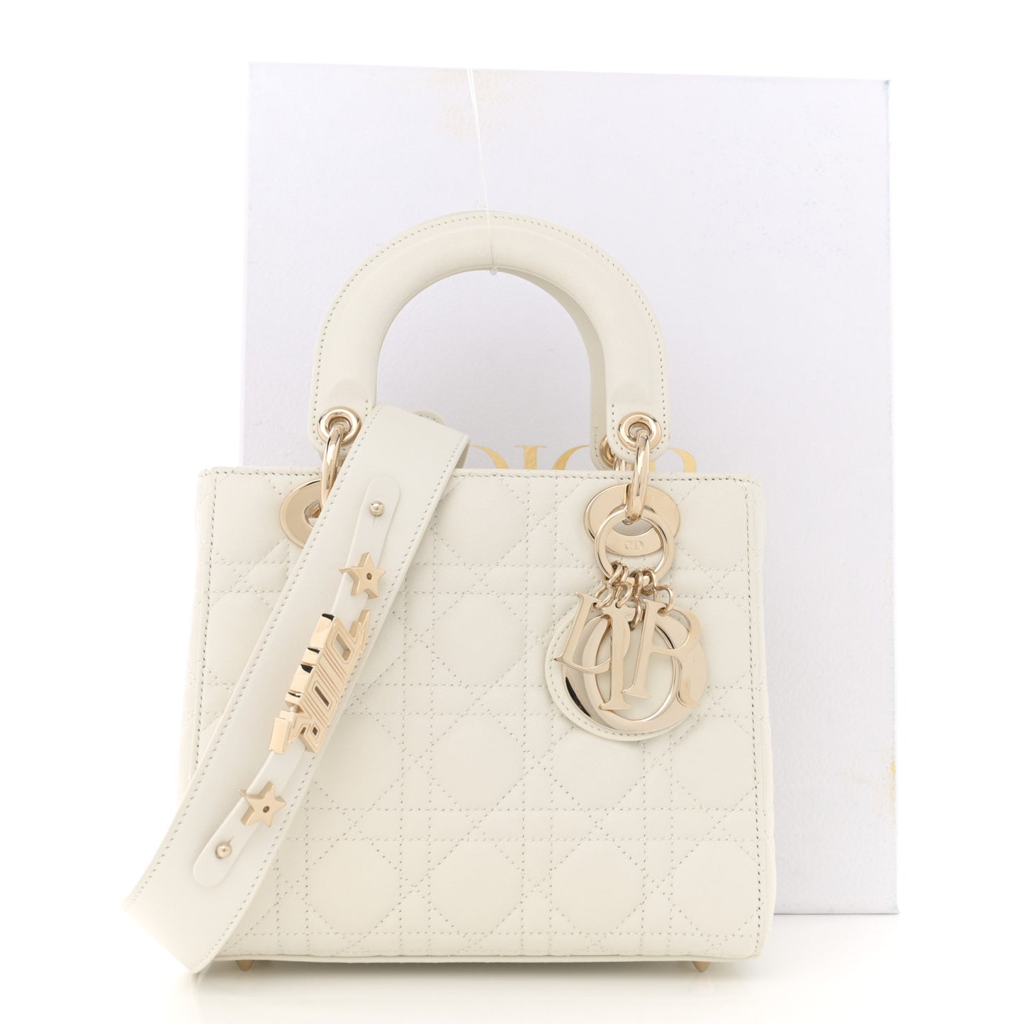 Lambskin Cannage Small My ABCDior Lady Dior White