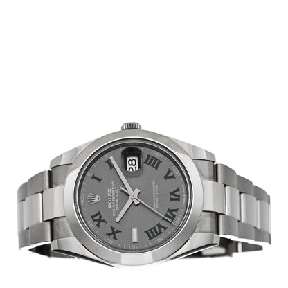 Rolex Stainless Steel 41mm Oyster Perpetual Wimbledon Datejust Watch Slate 126300 2 of 5