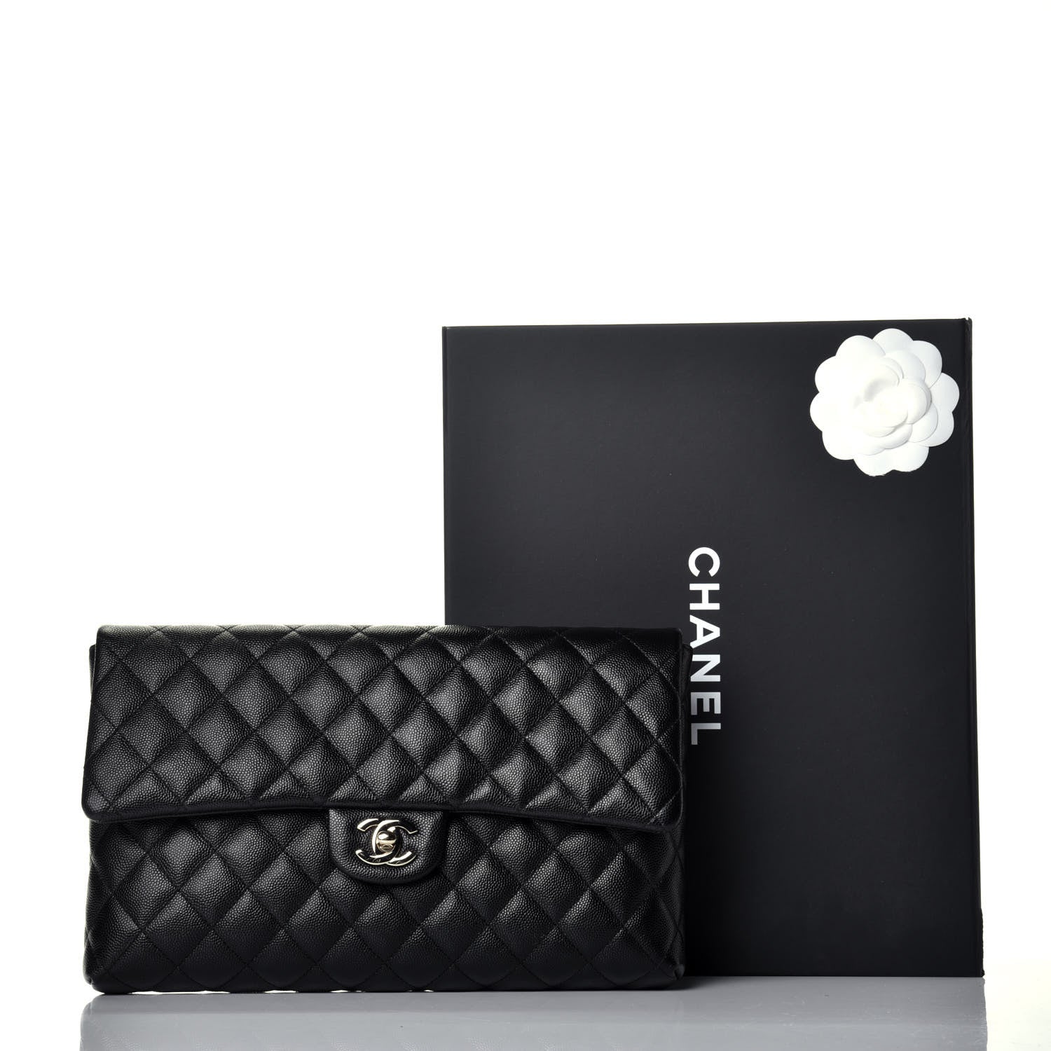 Chanel Caviar Quilted Flap Clutch Black 10 of 10