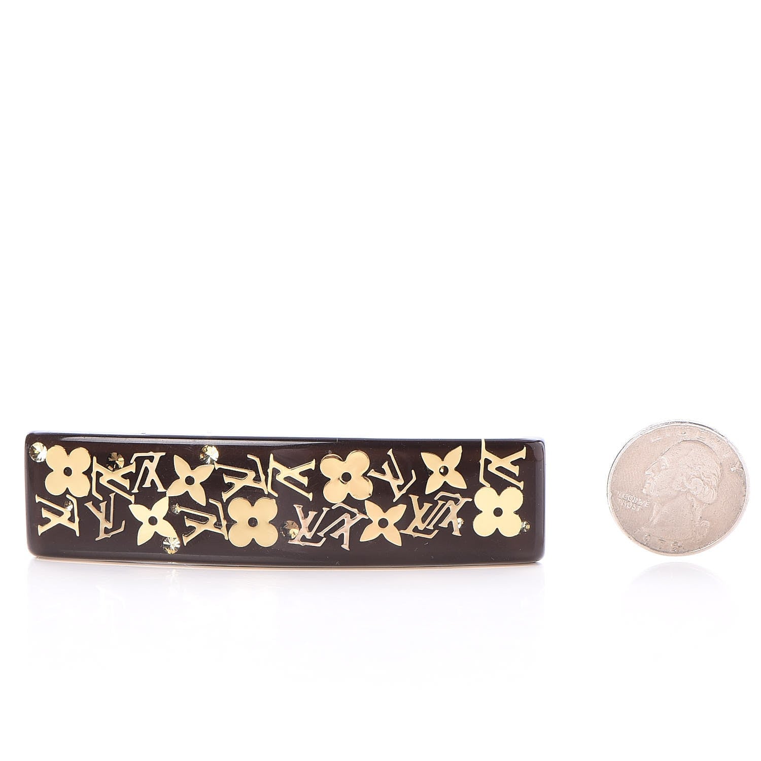 Louis Vuitton Resin Swarovski Crystal Inclusion Barrette GM Marron 2 of 6
