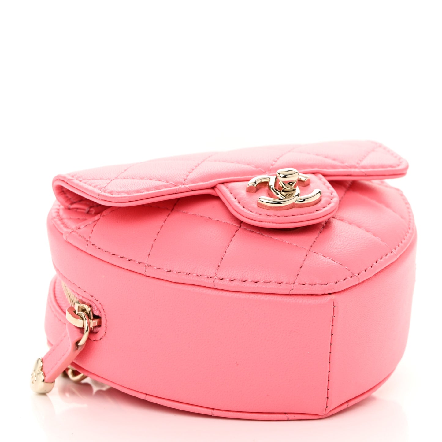 Lambskin Quilted CC In Love Heart Clutch With Chain Pink