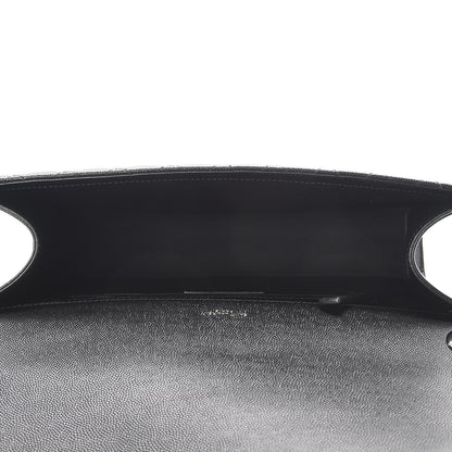 Saint Laurent Grain De Poudre Textured Mixed Matelasse Large Triquilt Monogram Monochrome Satchel Black 5 of 10