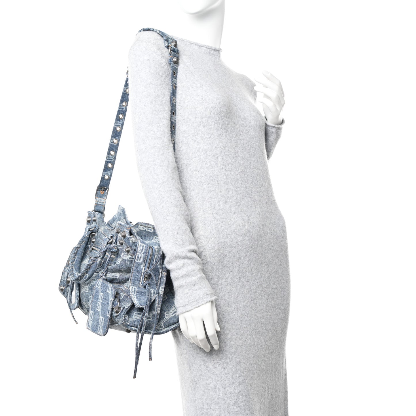 Denim BB Monogram Neo Cagole City Handbag Blue