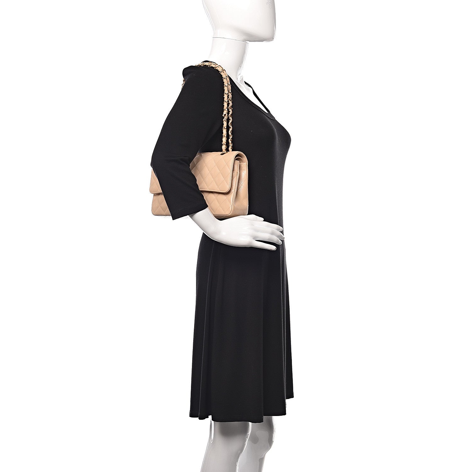 Chanel Caviar Quilted Medium Double Flap Beige Clair 2 of 13