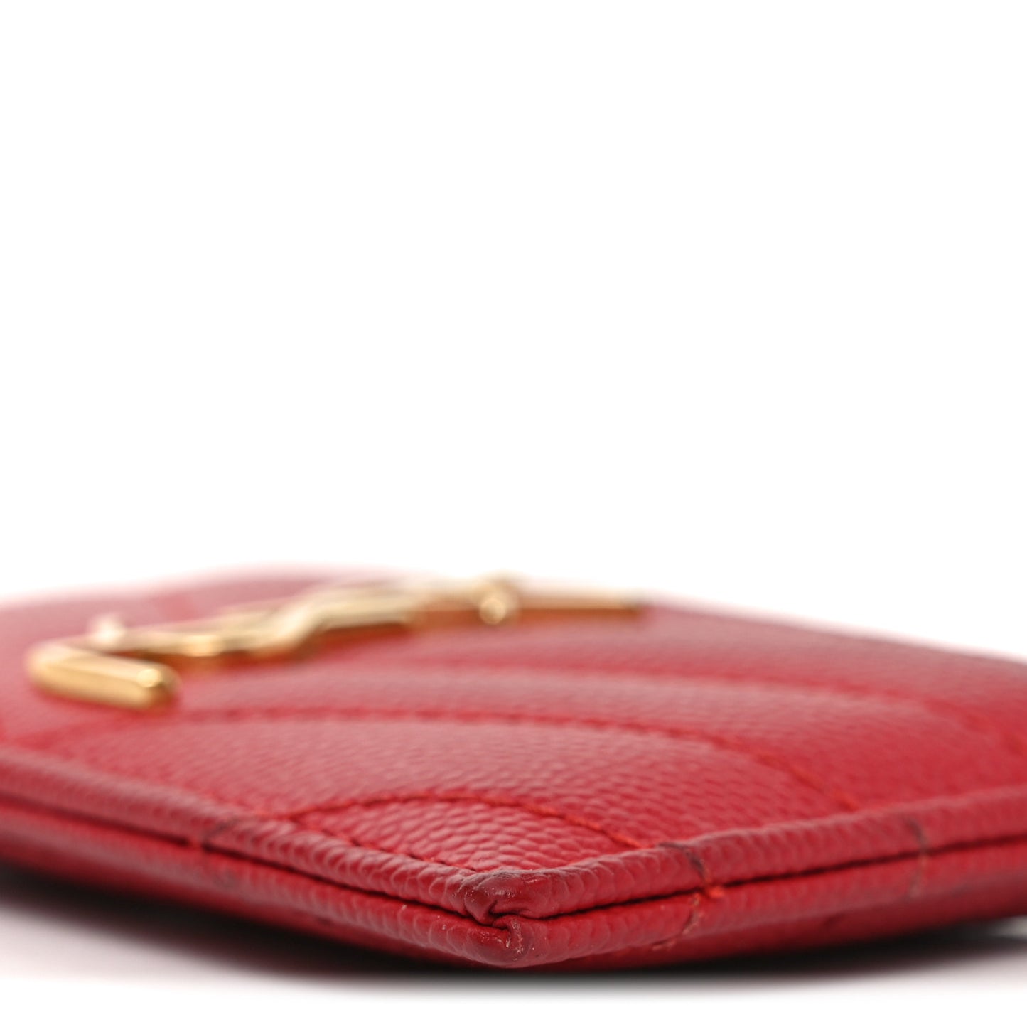 Grain De Poudre Matelasse Chevron Monogram Credit Card Case New Red