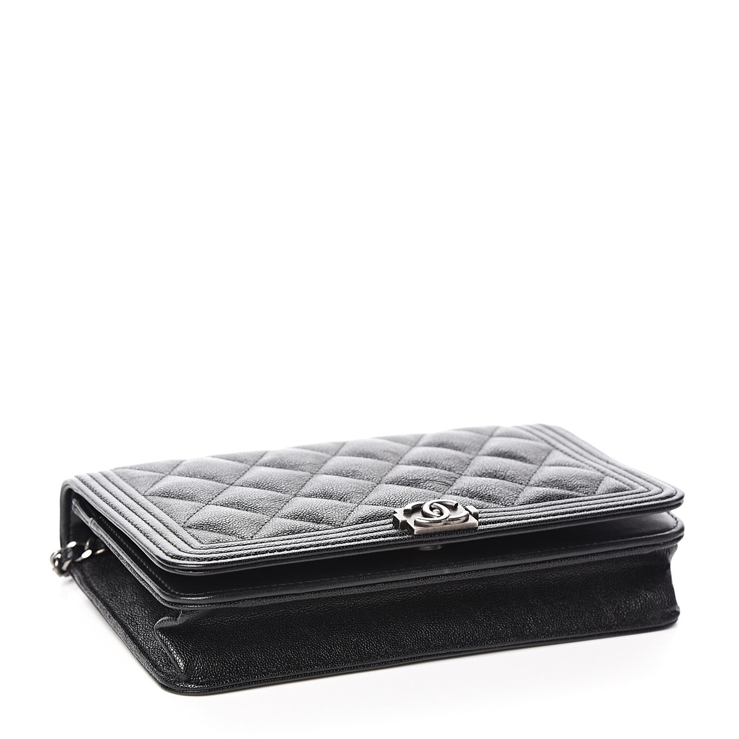 Chanel Caviar Quilted Boy Wallet On Chain WOC Black 3 of 12