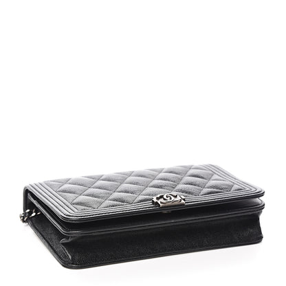 Chanel Caviar Quilted Boy Wallet On Chain WOC Black 3 of 12