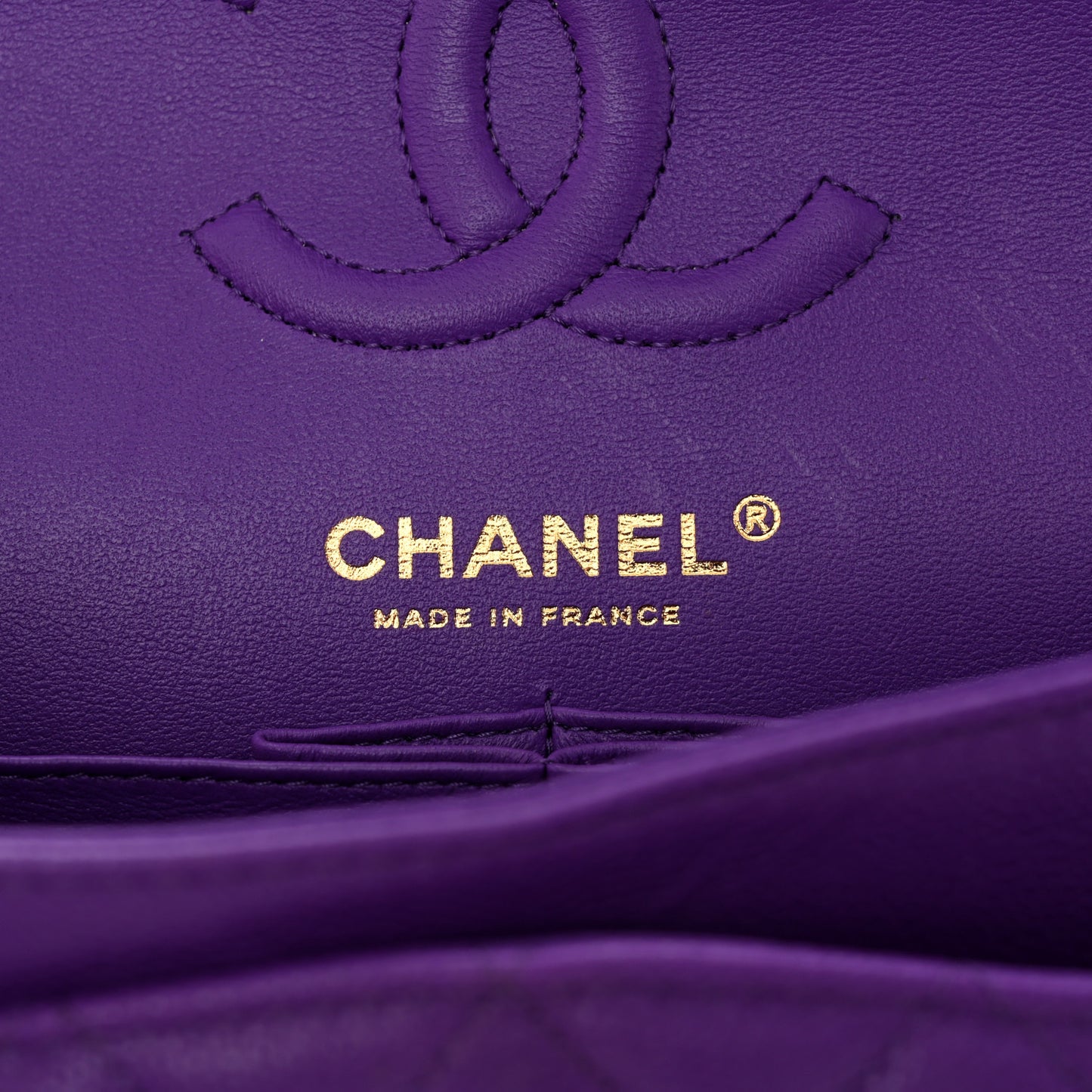 Caviar Quilted Small Double Flap Dark Purple