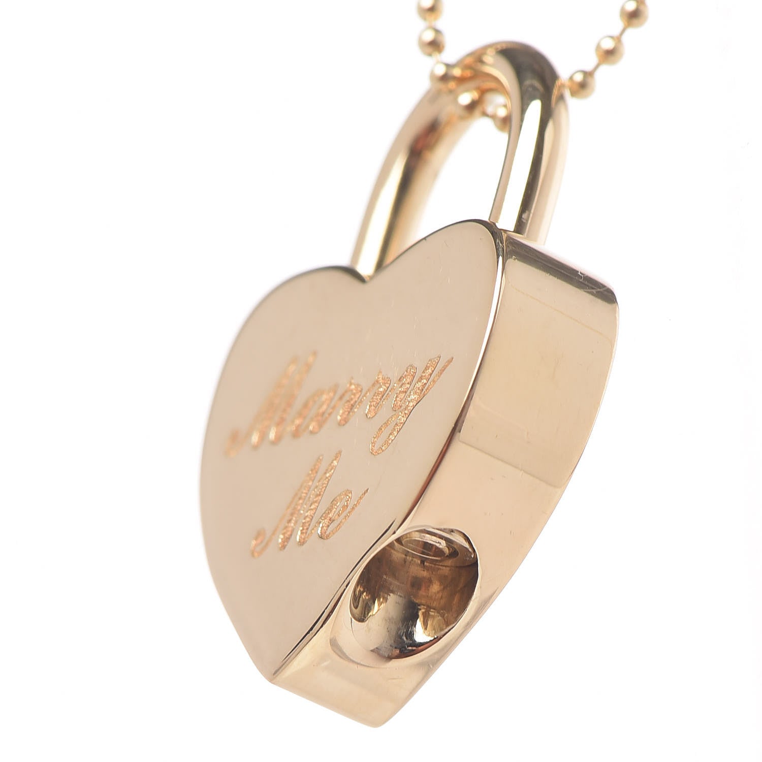 Tiffany 18K Yellow Gold Marry Me Heart Lock Pendant Necklace 6 of 10