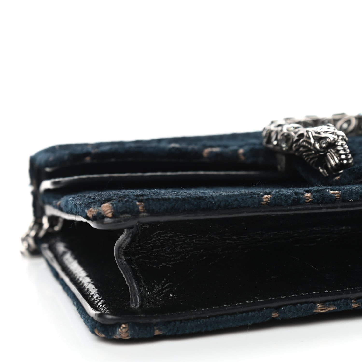 Gucci Velvet GG Monogram Super Mini Dionysus Shoulder Bag Blue Beige Black 6 of 11