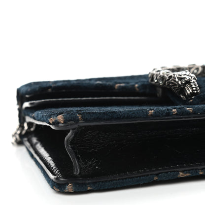 Gucci Velvet GG Monogram Super Mini Dionysus Shoulder Bag Blue Beige Black 6 of 11
