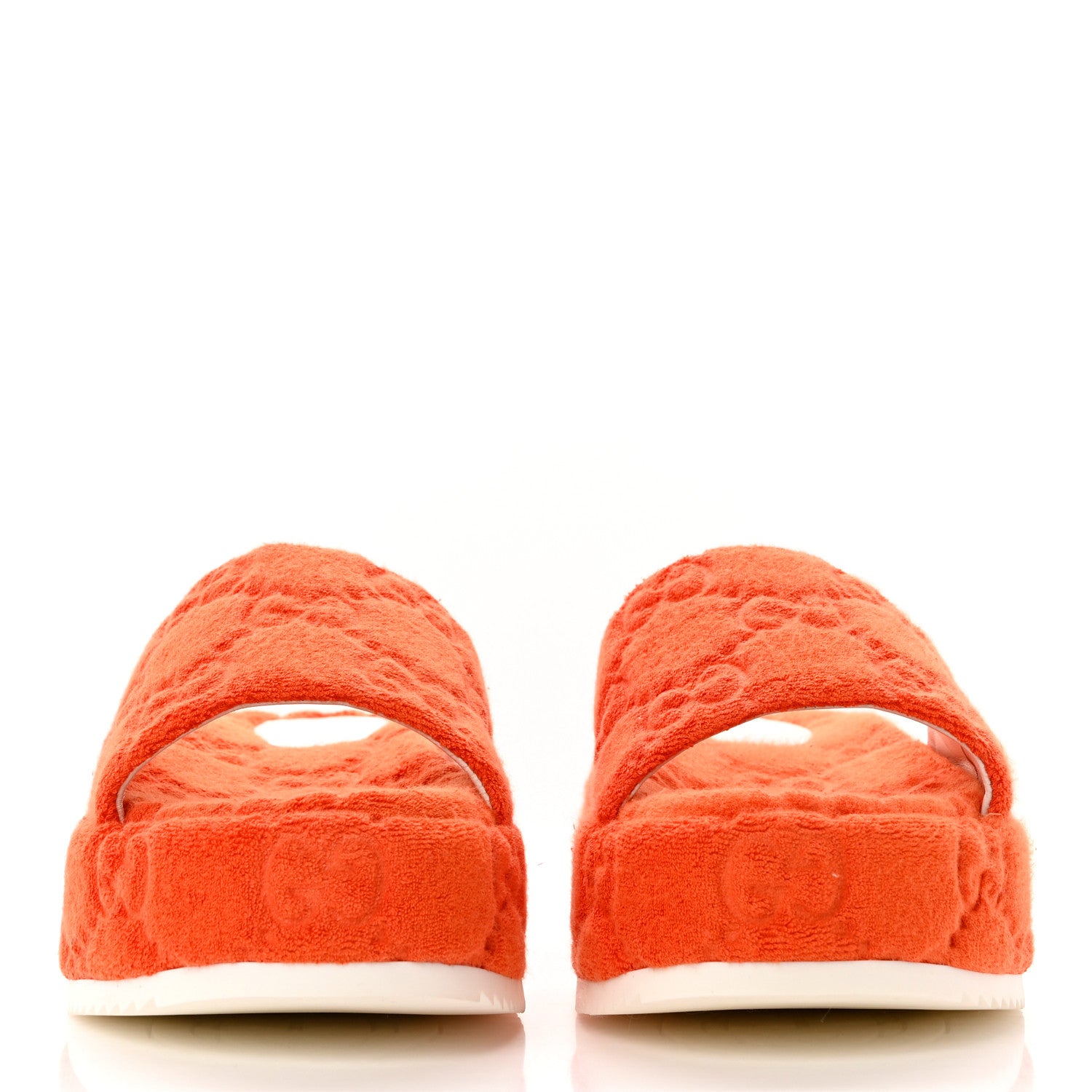 Gucci Terry Cloth GG Monogram Angelina Platform 55mm Slide Sandals 38 Deep Orange 2 of 9