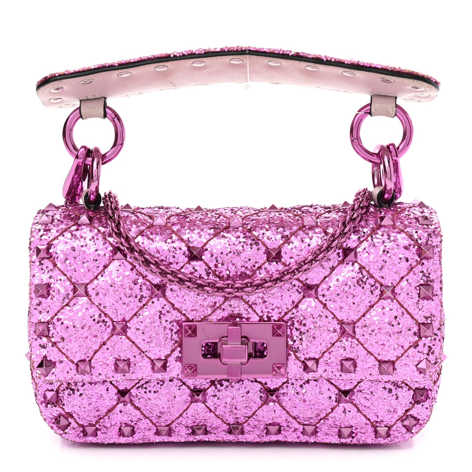 Valentino Garavani Glitter Mini Rockstud Spike Shoulder Bag Water Lilac 1 of 13