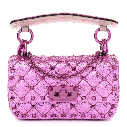 Valentino Garavani Glitter Mini Rockstud Spike Shoulder Bag Water Lilac 1 of 13
