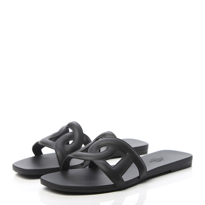 Hermes Rubber Aloha Sandals 37 Black 3 of 8