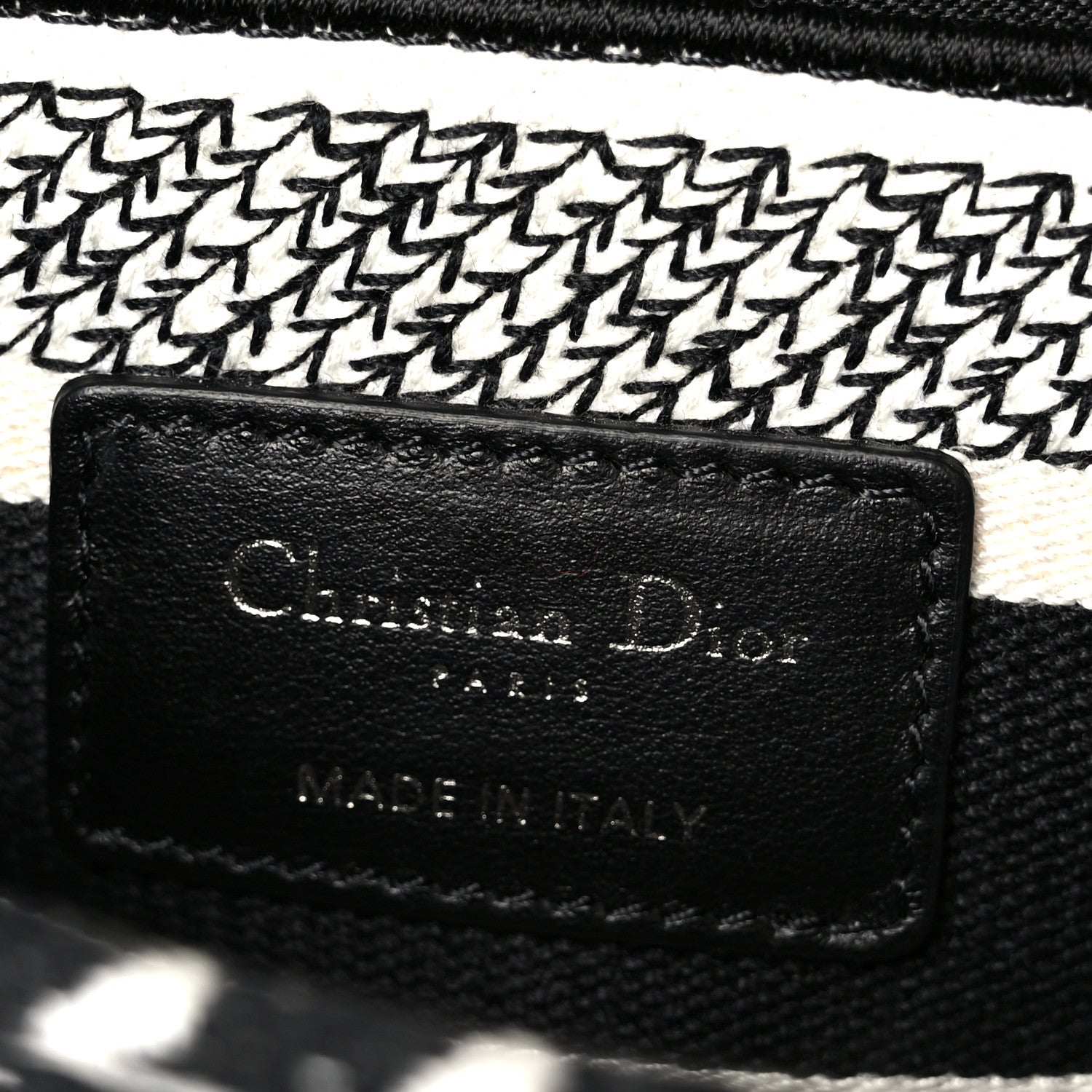 Christian Dior Canvas Houndstooth Embroidered Medium Lady D-Lite Black White 6 of 10