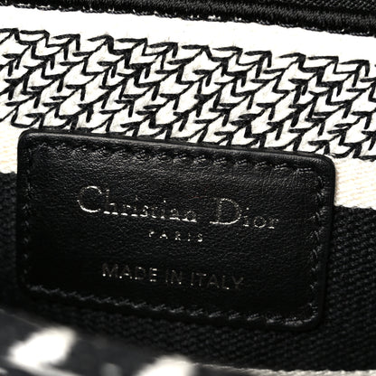 Christian Dior Canvas Houndstooth Embroidered Medium Lady D-Lite Black White 6 of 10