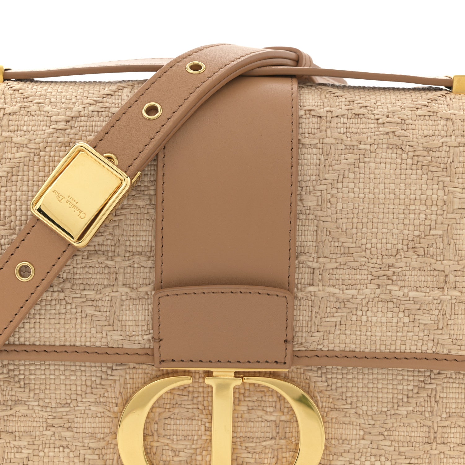 Christian Dior Raffia Calfskin 30 Montaigne Flap Bag Beige 8 of 12