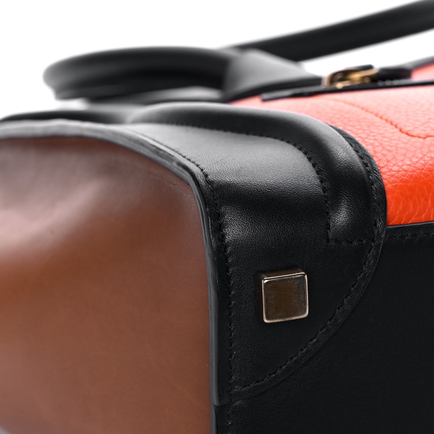 Drummed Calfskin Micro Tri-Color Luggage Bright Orange