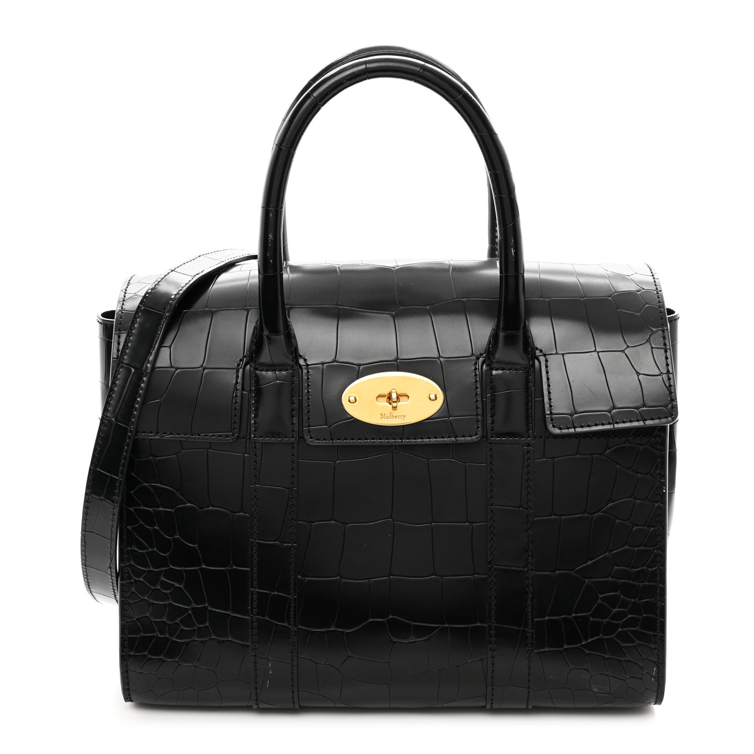 Mulberry Crocodile Embossed Calfskin Bayswater Black 1 of 13