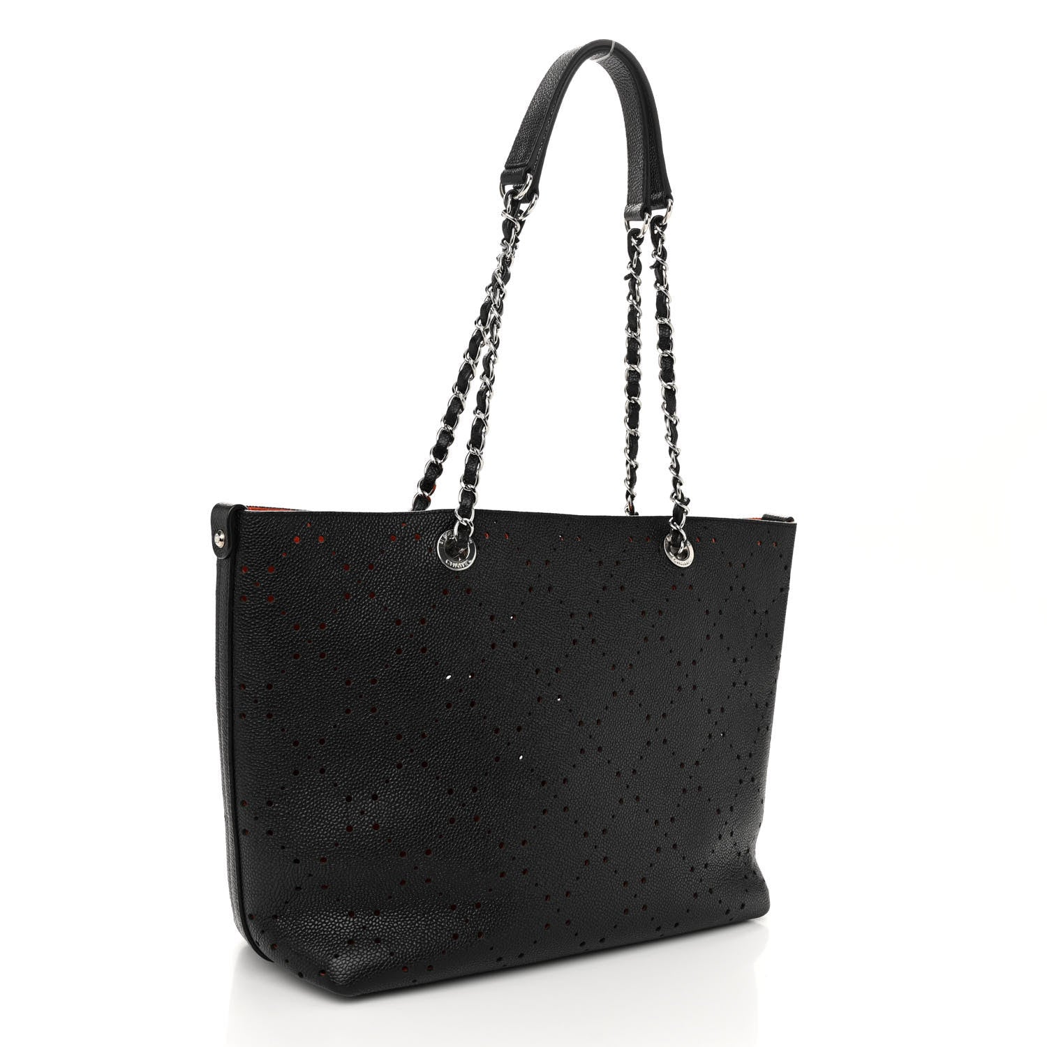 Chanel Perforated Grained Calfskin Large Shopping Tote Black 4 of 12