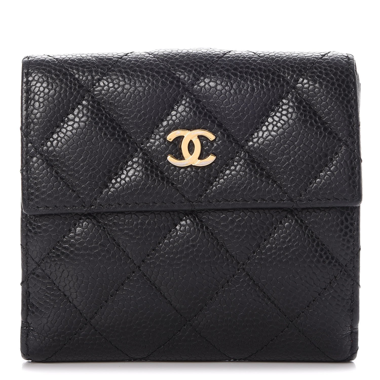 Chanel Caviar Quilted Compact French Flap Wallet 1 of 8