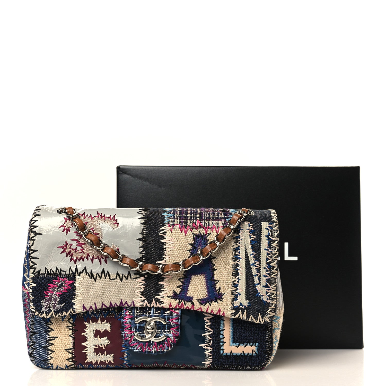Chanel Denim Tweed Patchwork Jumbo Single Flap Multicolor 9 of 9