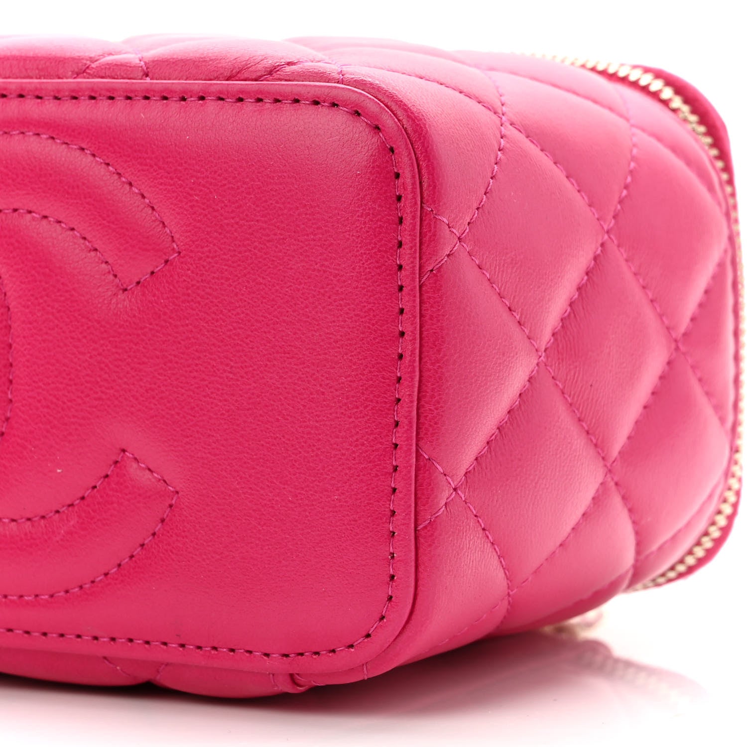 Chanel Lambskin Quilted Small Top Handle Vanity Case With Chain Dark Pink 10 of 11