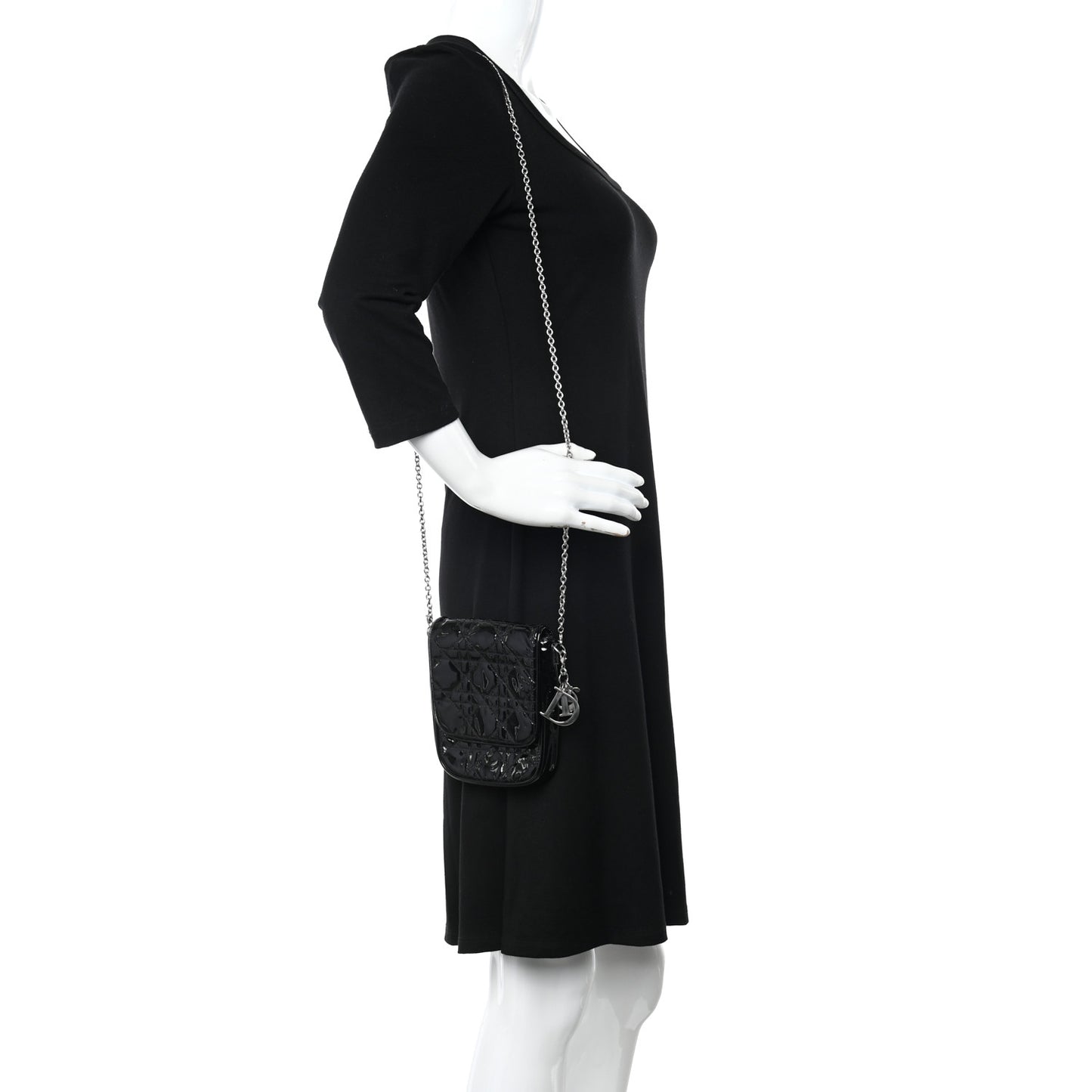 Patent Cannage Crossbody Pouch Black