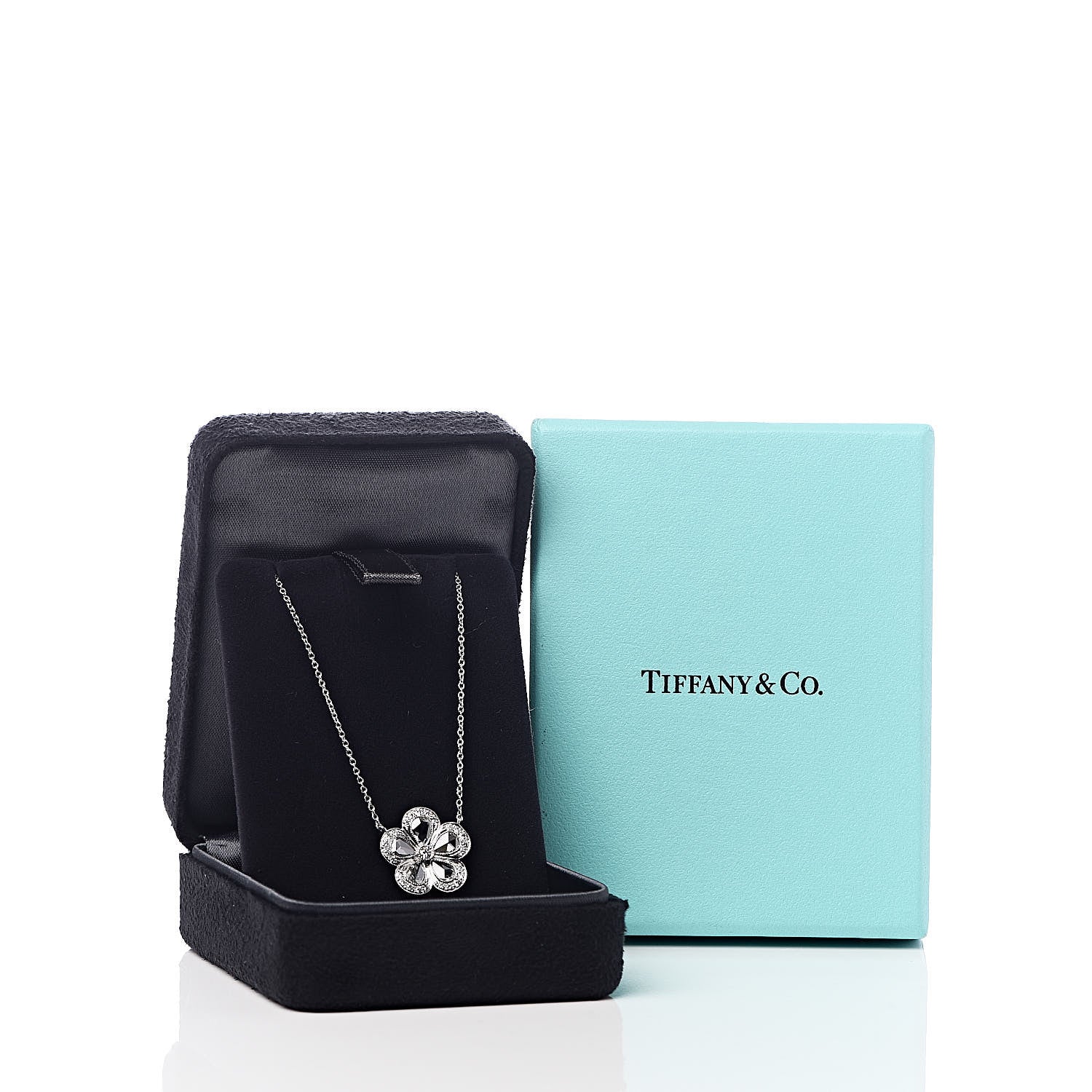 Tiffany Platinum Diamond Enchant Flower Pendant Necklace 7 of 7