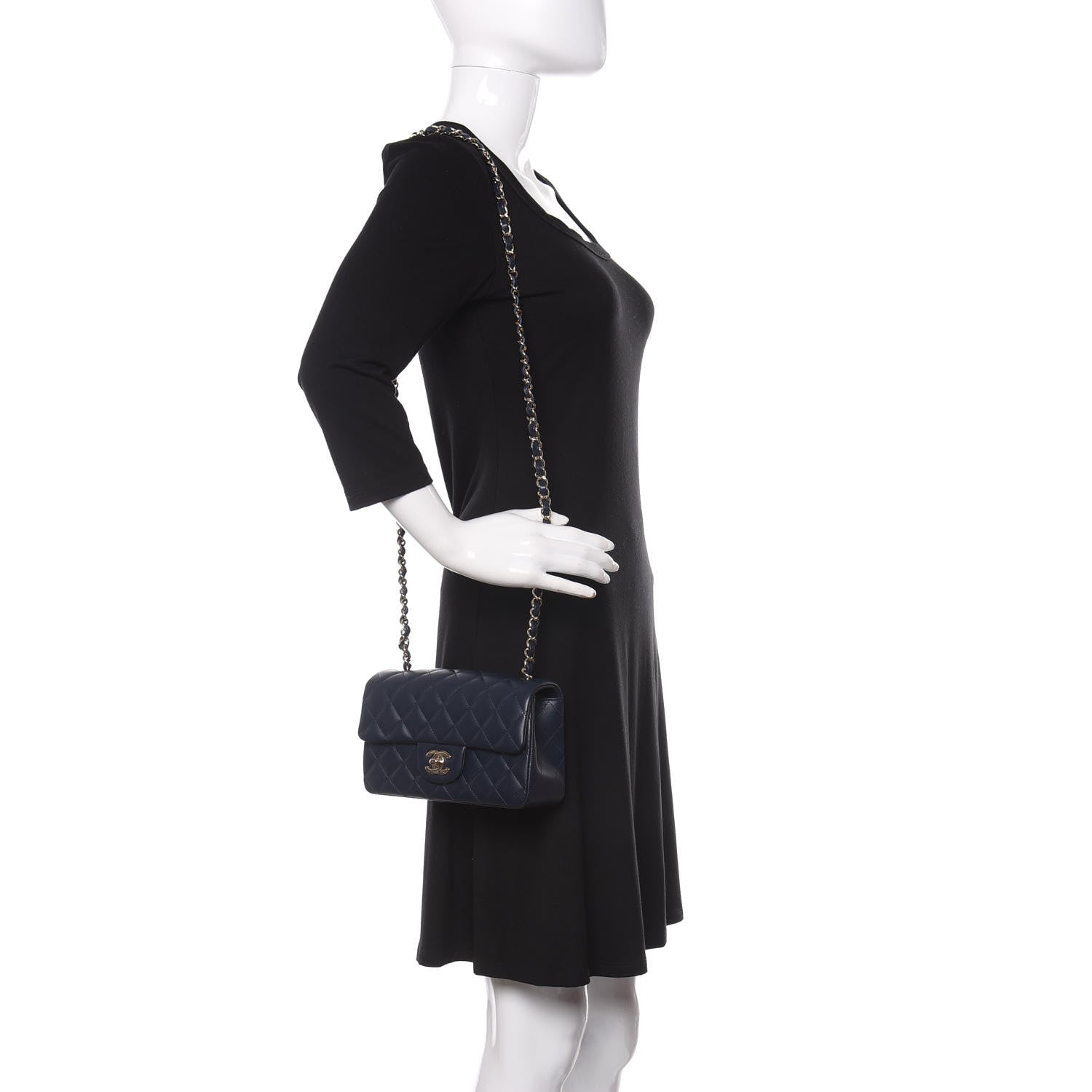 Chanel Lambskin Quilted Mini Rectangular Flap Dark Blue 2 of 10