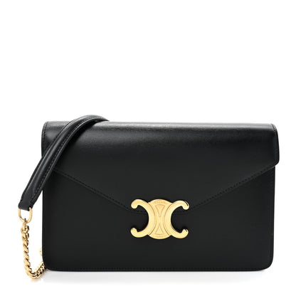 Celine Shiny Calfskin Triomphe Margo Wallet on Chain Black 1 of 11