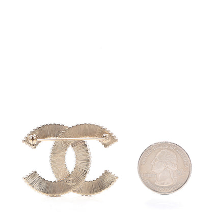 Chanel Glitter Enamel Crystal CC Brooch Light Pink Gold 2 of 4