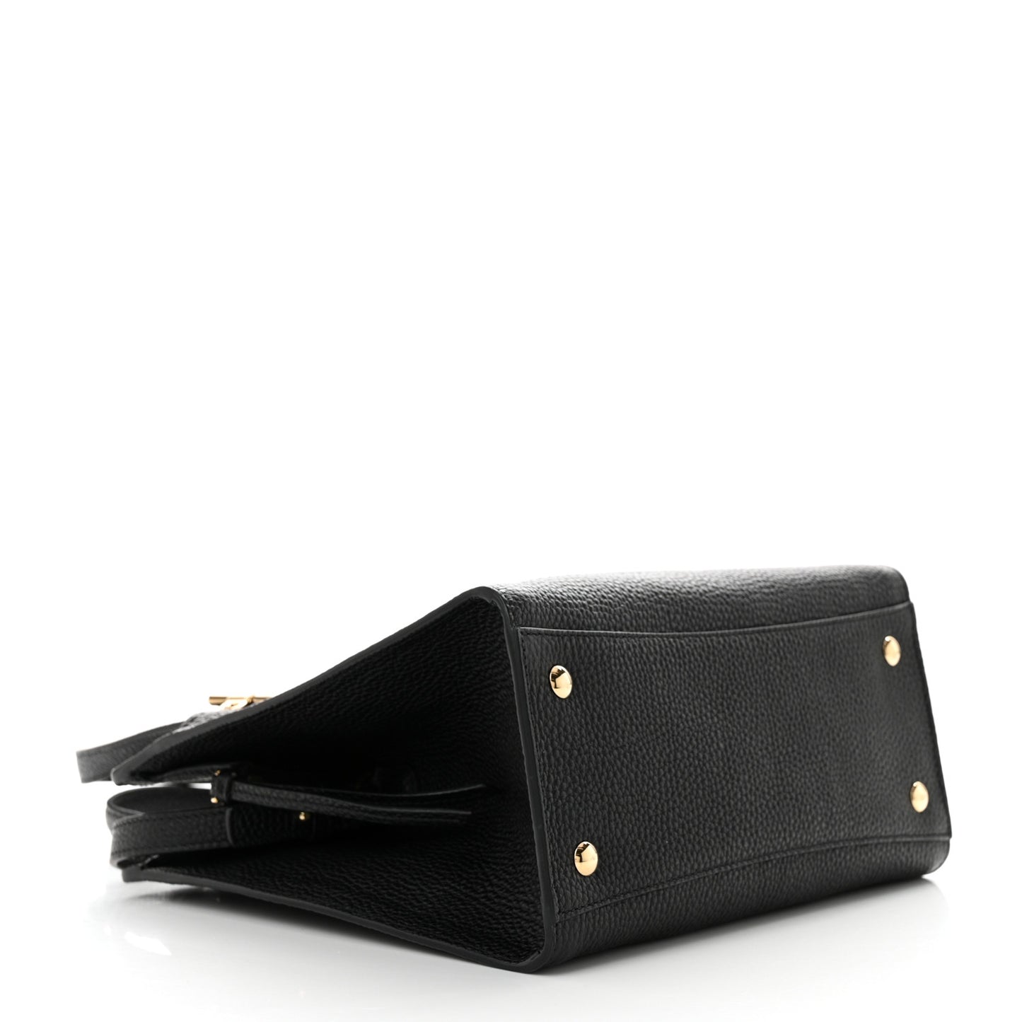 Hammered Calfskin Double Handle Small Amy Tote Black