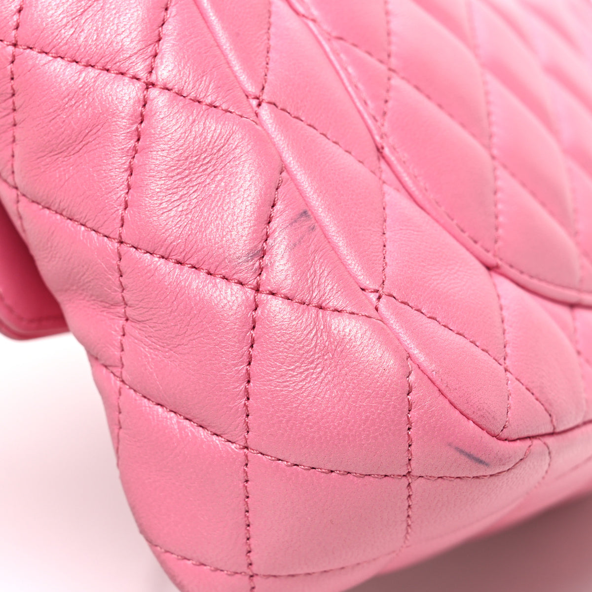 Lambskin Enamel Quilted Small Candy Hearts Flap Pink