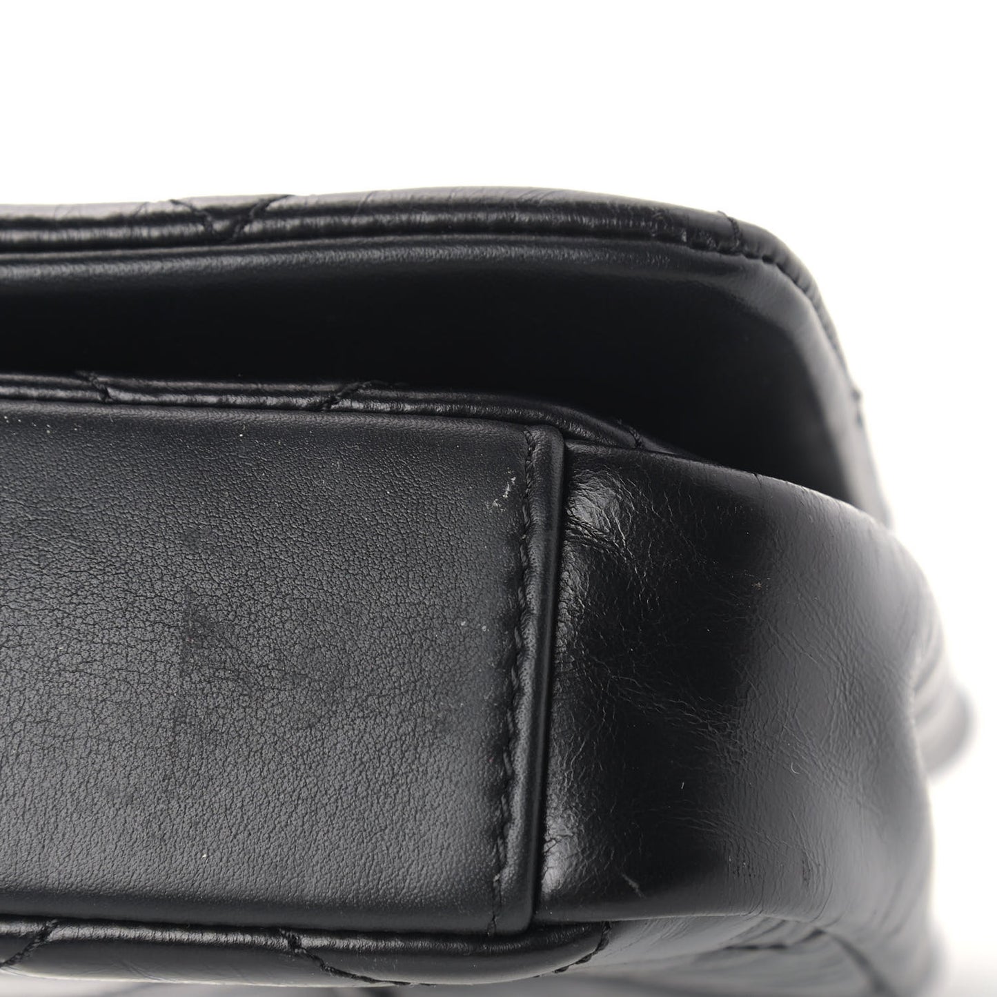 Calfskin Quilted Gold Bar Flap Black