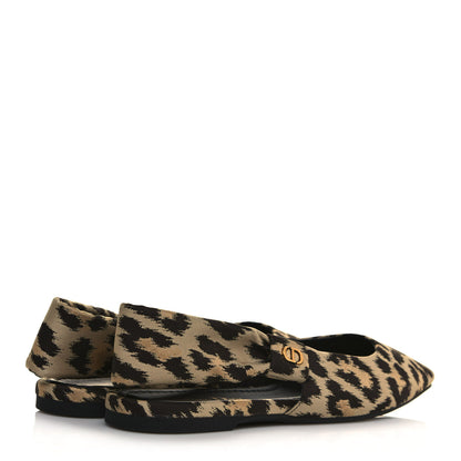 Christian Dior Nylon Leopard Print Mizza Slingback Flat 37 Beige Multicolor 4 of 9