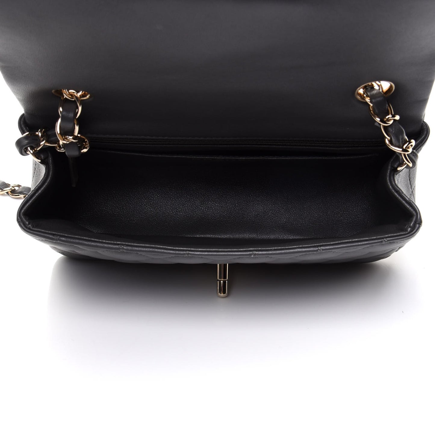 Lambskin Quilted Mini Rectangular Flap Dark Grey