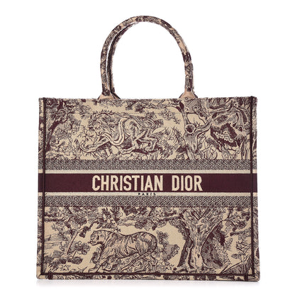 Christian Dior Canvas Embroidered Large Dioriviera Toile De Jouy Book Tote Burgundy 1 of 10